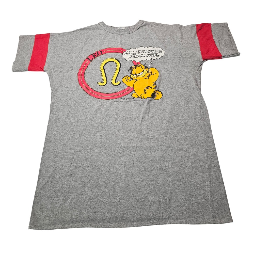 Vintage 70s Garfield Leo Zodiac T Shirt Flirts Astrology Retro Cartoon Novelty